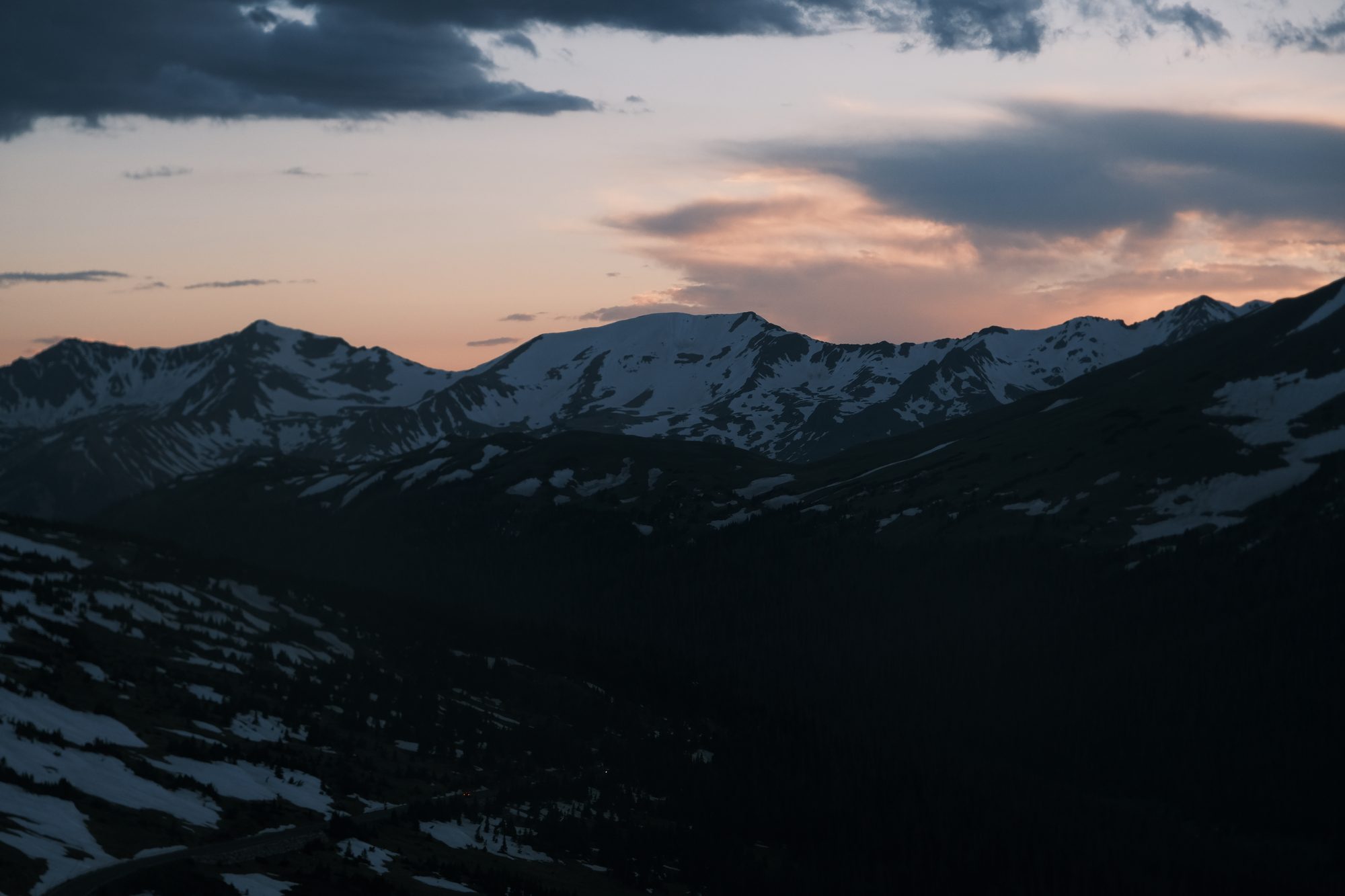Alpine ridgeline at dusk