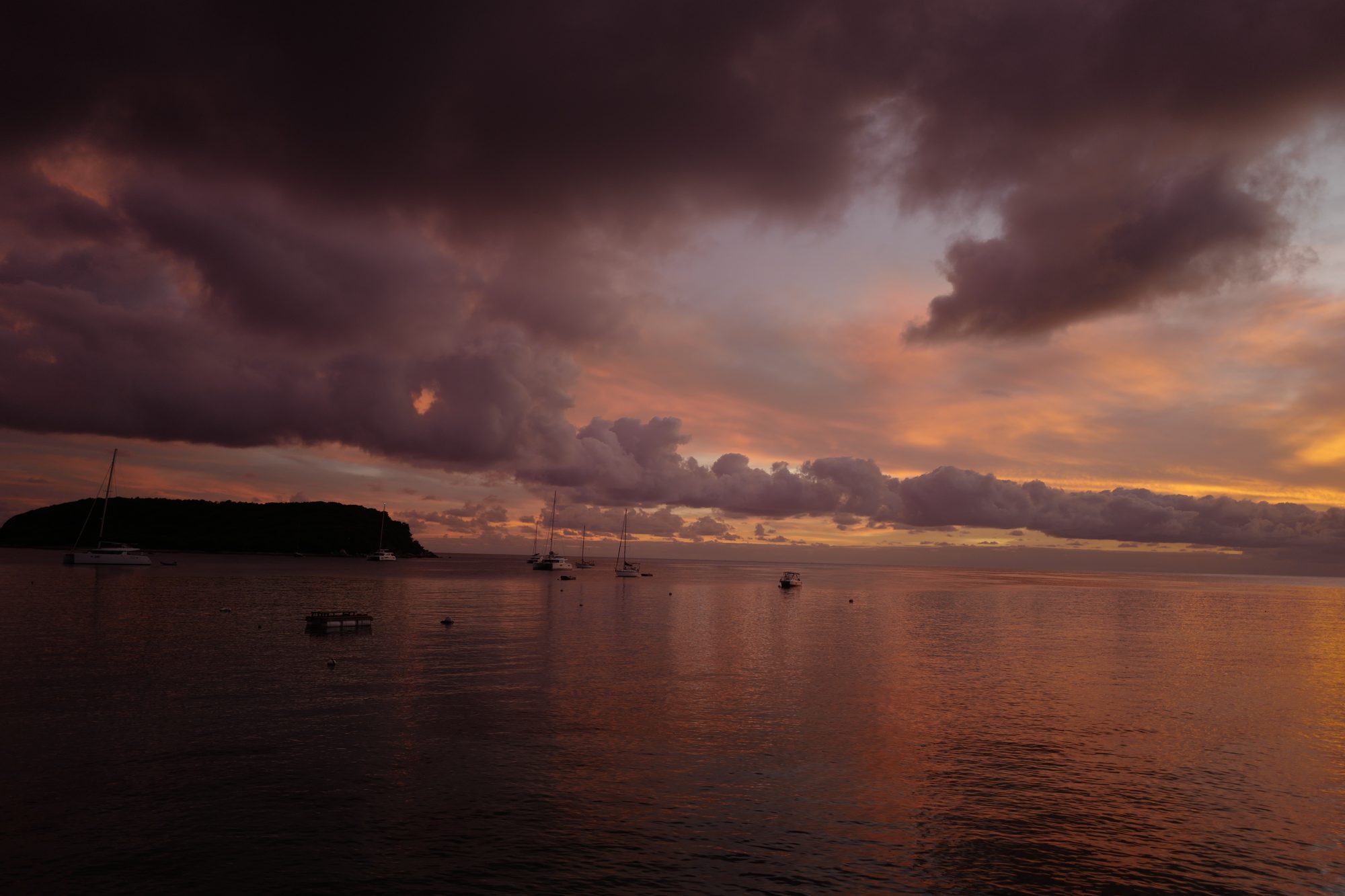 Storm clouds over a bay