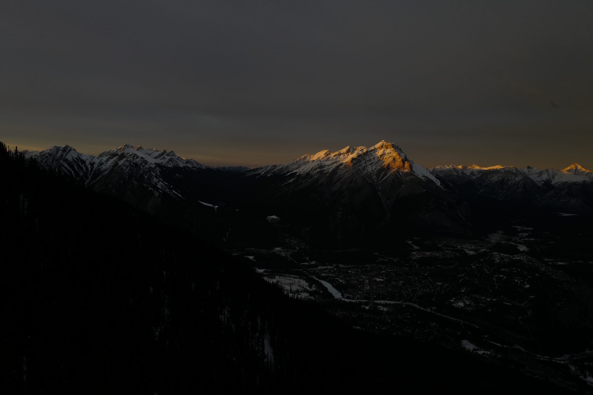 Mountain range at nightfall